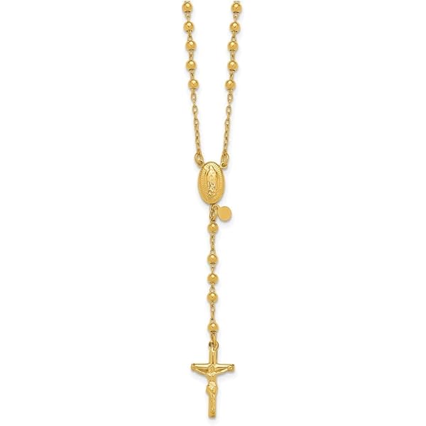 Amazon.com: 14k Yellow Gold 4mm Rosario/Rosary Necklace - 20